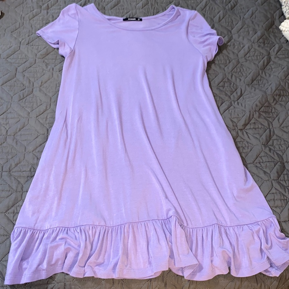Women’s purple dress with pockets, ruffles, size small